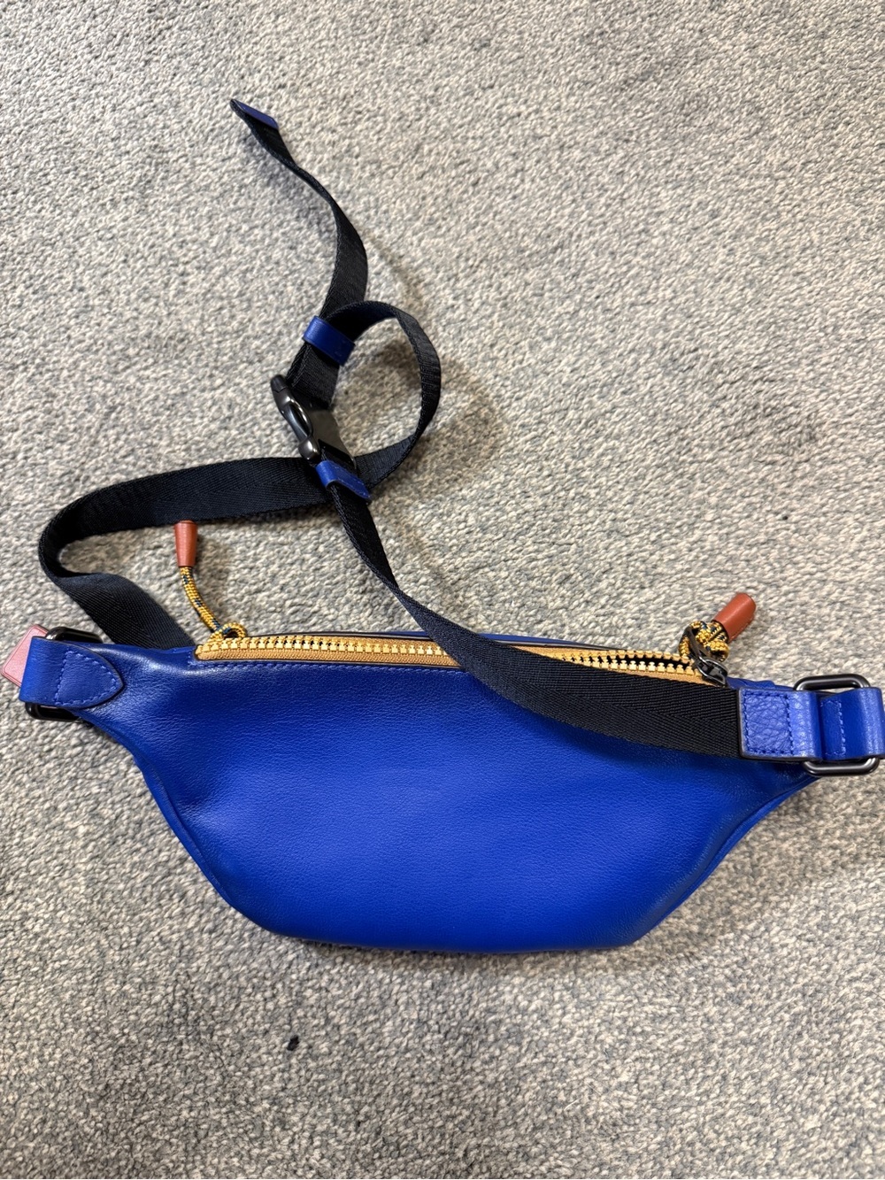 EUC Unisex Coach Rivington Belt Bag Blue Leather Waist Bag 13" x 5" - Picture 6 of 8